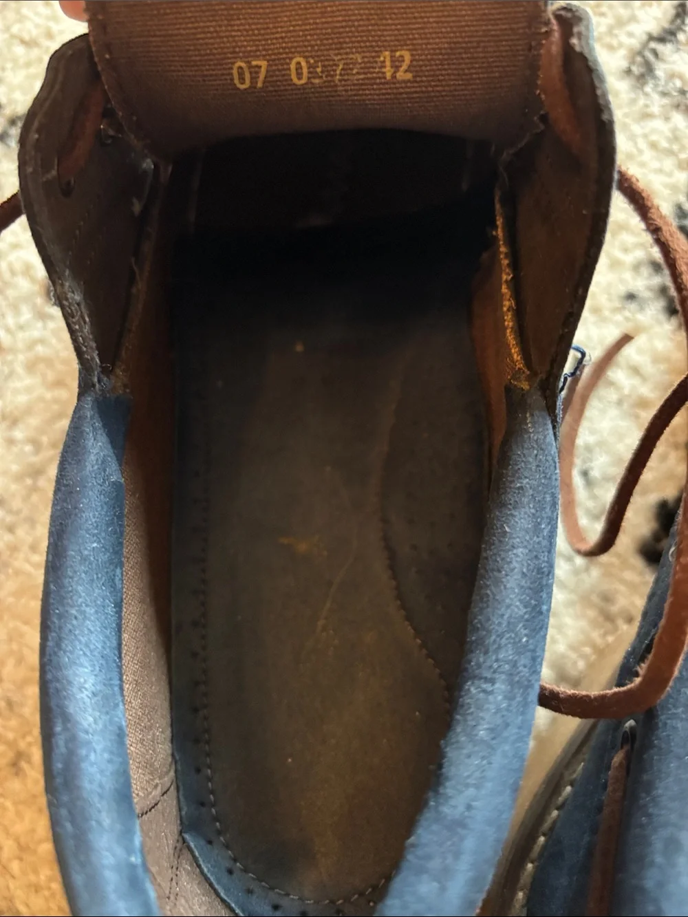 Navy Suede boat shoes with Brown Laces
